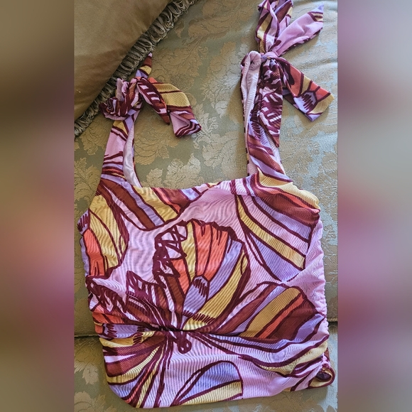 NWOT Free People Avenue mesh tank top pink/multicolor - Picture 4 of 12